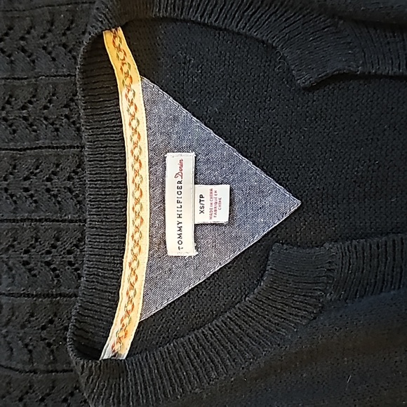 Tommy Hilfiger Denim| Vintage Stretch Knit Sweater Vest Midi Dress |Black&Tan XS - Picture 6 of 9